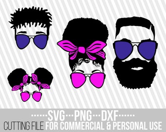 Afro Family svg, Mom And Daughter svg, Glasses svg, Messy Bun svg, Dad Life, Afro Man svg, Black History, File for Cricut, Instant download