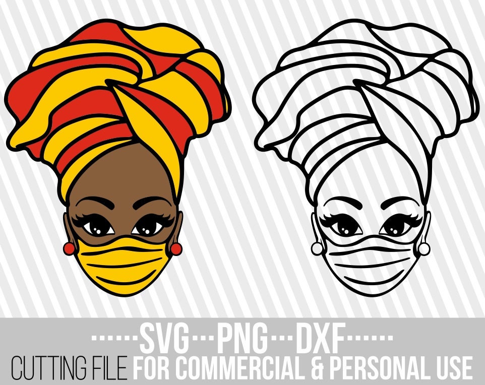 Download Black Woman In Mask Svg Afro Svg Black Girl Magic Svg Melanin Svg Headband Svg Vector File For Cricut Silhouette Instant Download