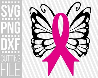 Swirly Butterfly svg, Breast cancer,Pink ribbon svg, Butterfly svg, Wings svg, Cut Files, File for Cricut,Silhouette , Instant download