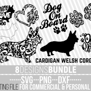 8x Cardigan Welsh Corgi Mandala Bundle svg, dog bundle svg, dog shapes, mandala dog , cuttable file, Silhouettes bundle, Cricut file, Vector