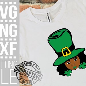 St Patricks Day svg, Afro Girl svg, Clovers svg, Melanin, African American, Irish Leprechaun, Sublimation, Cuttable Files, File for Cricut