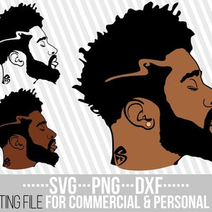 Black man with dreadlocks svg, Afro man svg, Beard svg, Man svg, File for Cricut, Vector, Silhouette, Instant download,Cuttable, Print