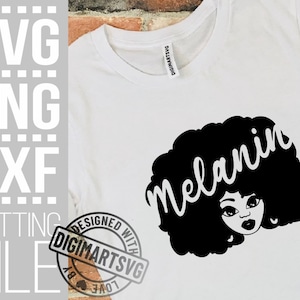 Melanine svg, Black Queen svg, natuurlijk haar, afrostijl, zwarte vrouw, Black Girl Magic, vector, bestand voor Cricut, silhouet, instant download