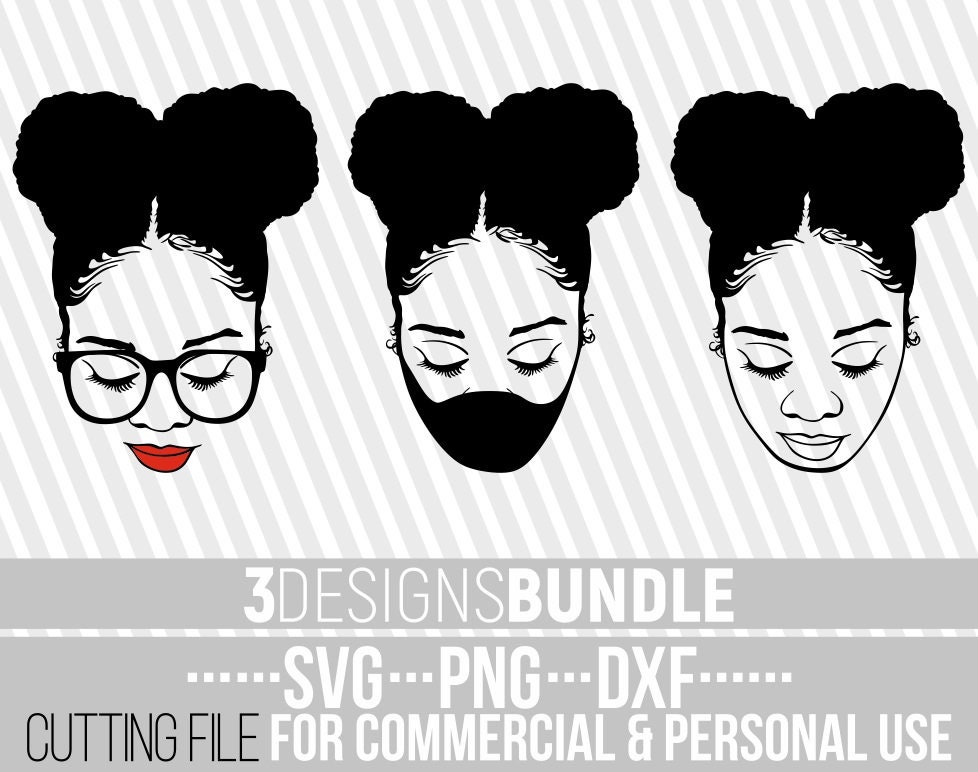 Download 3x Beauty Woman In Messy Bun Bundle Svg Glasses Svg Face Mask Svg Afro Puffs Svg Melanin Silhouettes File For Cricut Instant Download