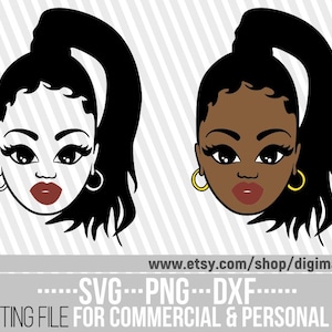 Black Woman On Ponytail svg, Afro Woman svg, Natural Hair svg, Melanin svg, Black History svg, File for Cricut, Instant download, Cuttable