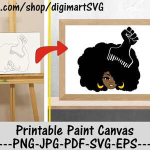 Black Woman with Hair Comb Coloring Pages, Paint With A Twist, Paint Party, Adult Printable Coloring Page, Paint & Sip, Afro, Digi Stamps