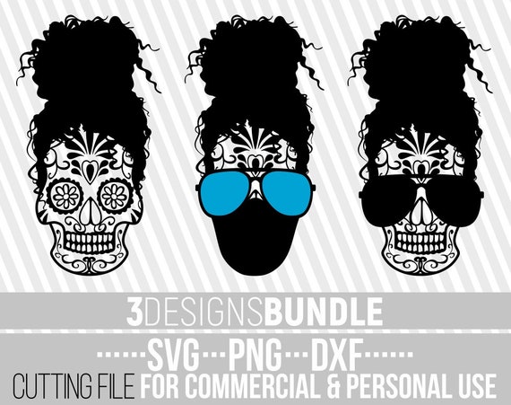 Download 3x Messy Bun Bundle svg Sugar Skull svg Hairstyle svg | Etsy
