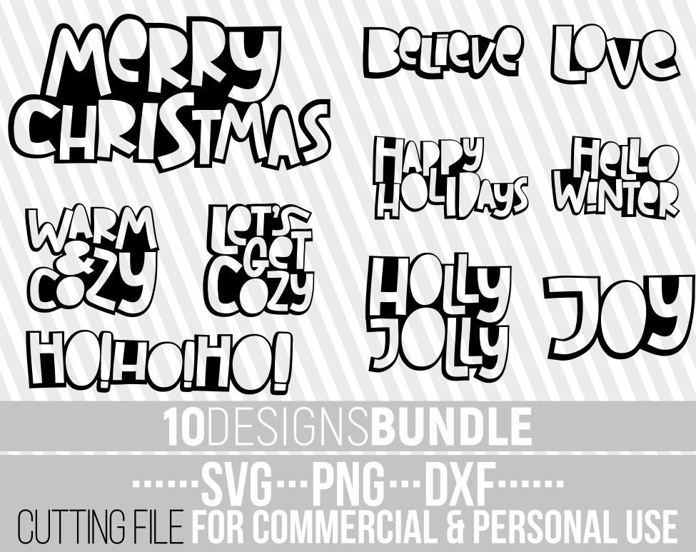 Download 10x Merry Christmas Designs Bundle Svg Xmas Svg Hello Winter Svg Santa Claus Svg Sublimation File For Cricut Vector Instant Download