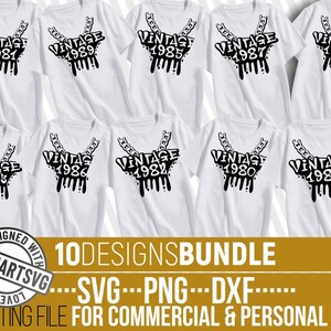 10x Vintage svg Bundle, 1980-1989 svg, Chain svg, Birthday, Dripping, Black History, 80&#39;s svg, Vintage, File for Cricut, Instant download