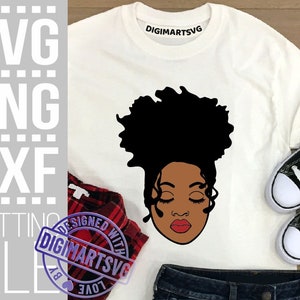 Black Woman In Messy Bun svg, Afro woman svg, Melanin svg, Afro Bun Hair svg, File for Cricut, Silhouette, Instant download, Cuttable