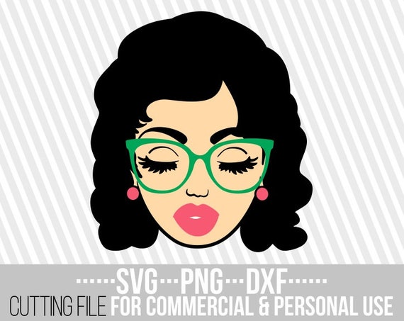 Download Woman With Glasses Svg Layered Svg Curly Hair Svg Cuttable Etsy