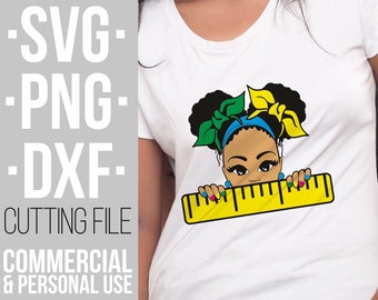 Peeking girl svg, Layered svg, Back to school, Africa, Cuttable Vector Files, ruler svg, peek ,File for Cricut, Silhouette,Instant download