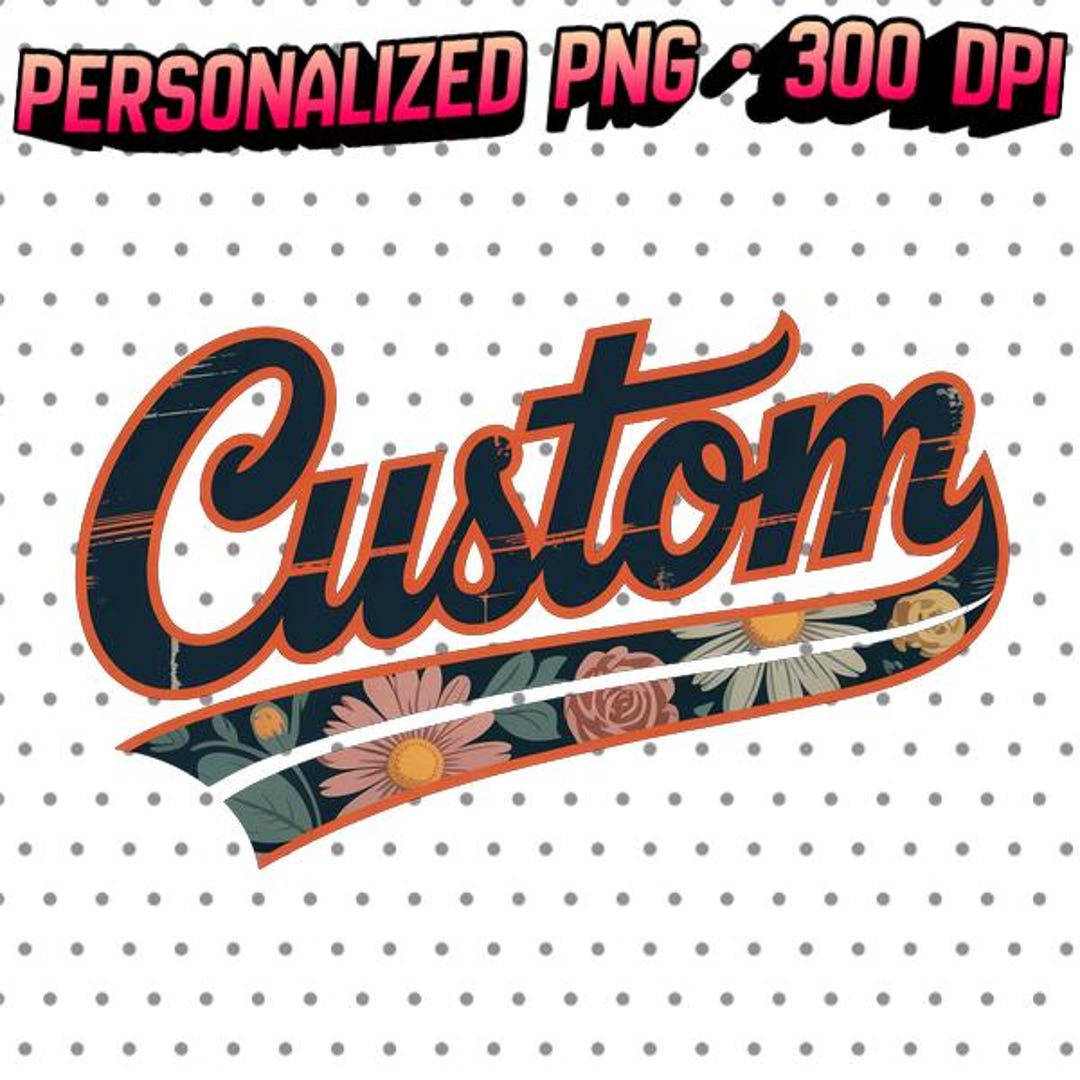 Personalized Text Custom Floral Text PNG | Personalized Name Graphic | Vintage Lettering ...