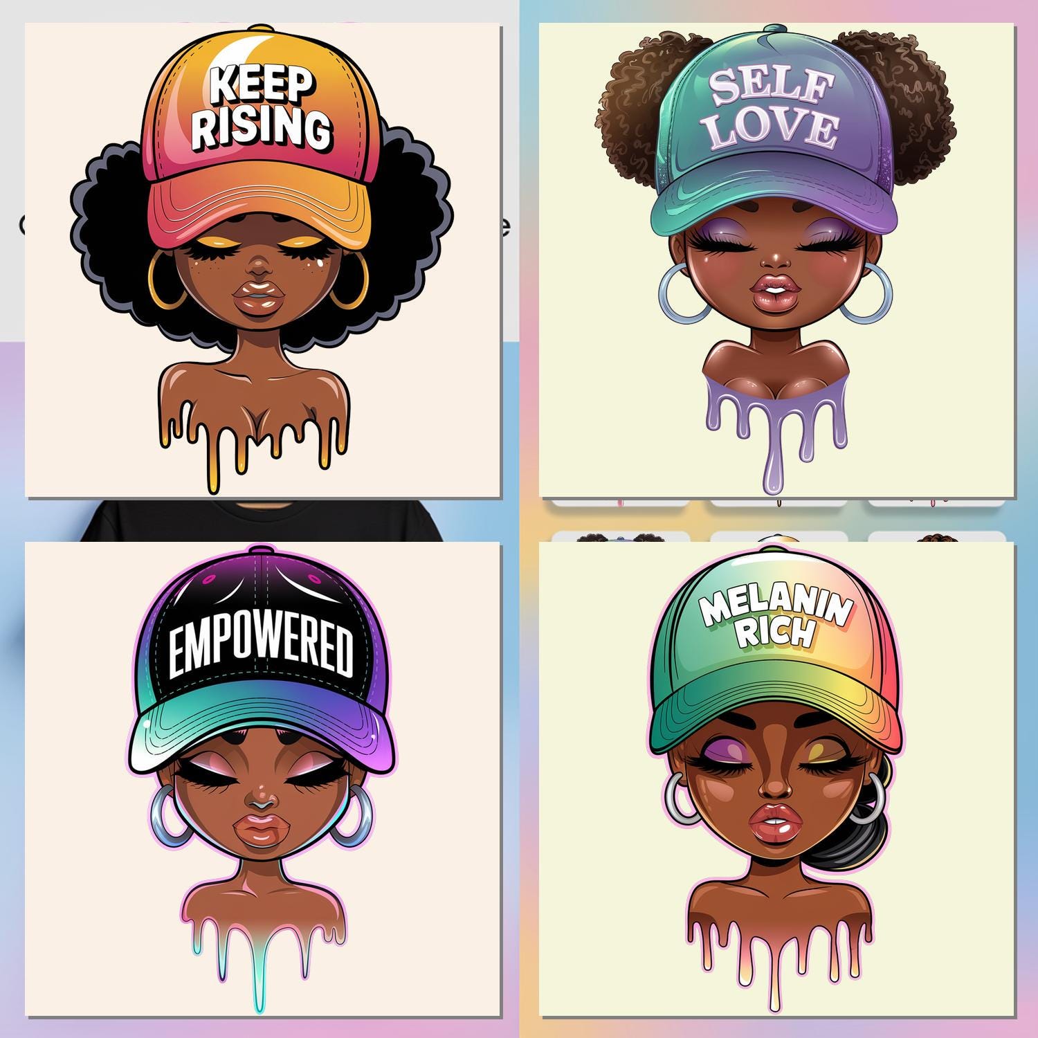 20x Black Woman PNG Bundle, Melanin PNG, Blessed, Dripping Clipart ...