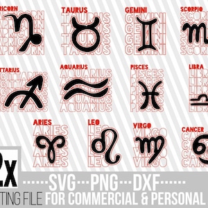 12x Zodiac Sign Bundle svg, Horoscope dxf, Astrology svg, File for Cricut, Silhouette ,Instant download, Cameo, Printable Digital