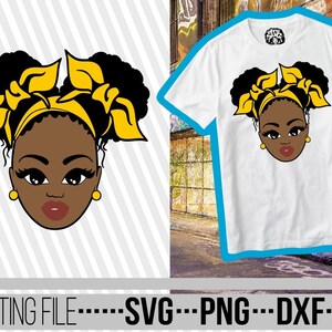 Beauty Afro Girl with hair bow svg, afro puff girl, Layered, Melanin, Eyes, Black Girl Magic, File for Cricut, Silhouette ,Instant download