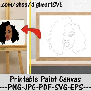Tela di vernice stampabile melanina, Afro Diva svg, pagine da colorare, dipingere con un tocco, vernice partito, pagina da colorare stampabile per adulti, vernice e sorso
