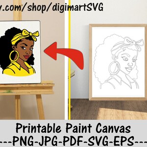 Mujer negra en pañuelo png, páginas para colorear, mujer afro svg, afroamericano, pintura con un toque, página para colorear imprimible para adultos, pintura y sorbo