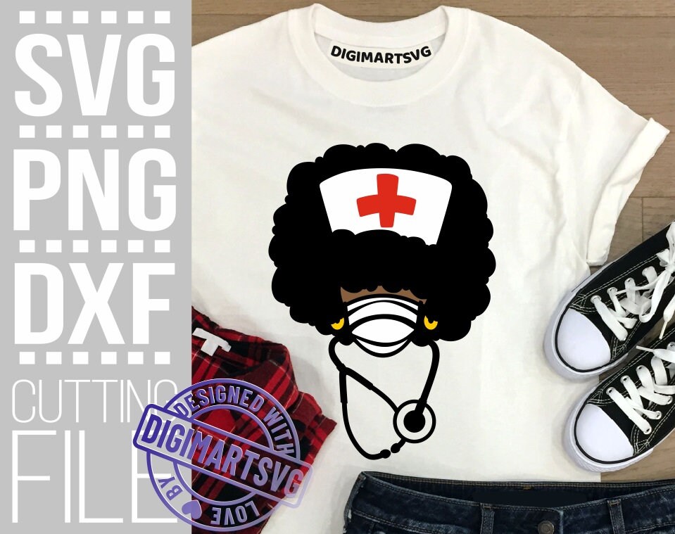 Download Black Nurse with stethoscope svg, Melanin, Afro Girl svg ...