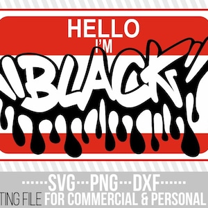 Hello I'm Black Svg Name Tag SVG Custom Label Svgmy - Etsy