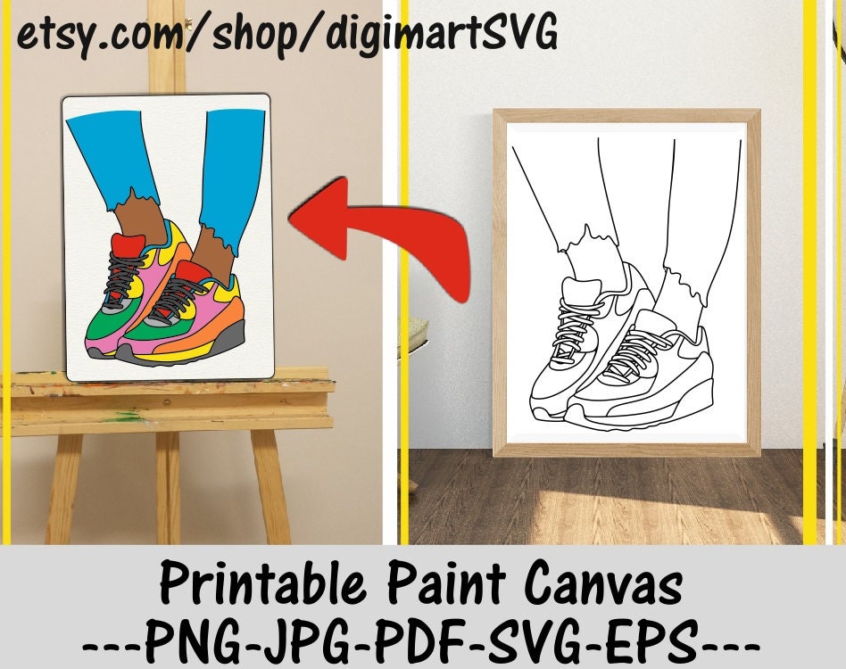 sneakers coloring pages printable paint canvas woman svg etsy ireland