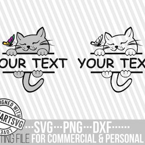 Peeking Cat svg, Monogram svg, Black Cat svg, Feline svg, Cat Lover svg, Your Name svg, Cat png, Print, File for Cricut, Instant download