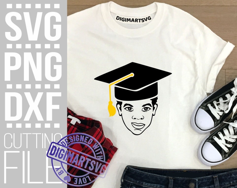 Download Black Boy In Graduation Hat Svg Mask Svg Grad Svg Teacher Svg School Student File For Cricut Silhouette Instant Download Cuttable