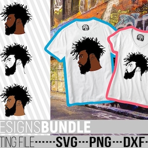 Black man with dreadlocks svg, Afro svg, Beard svg, Man svg, Afro Hair svg, File for Cricut, Vector, Silhouette, Instant download,Cuttable
