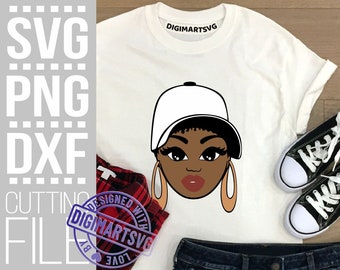 Amazing Black girl with cap svg, Earrings svg, Melanin, Afro woman svg, Black Girl Magic, File for Cricut, Silhouette ,Instant download
