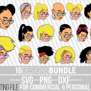 Woman Svg Bundle, Bandana svg, Messy Bun svg, Puff svg, Blonde svg, White Woman svg, Glasses, Hairstyle, File for Cricut, Instant download