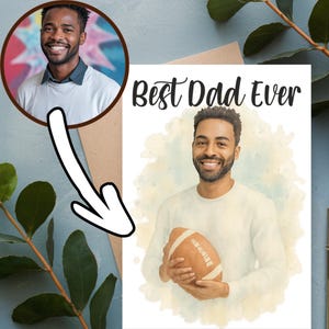 Biglietto d'auguri personalizzato per papà con foto, biglietto d'auguri personalizzato per compleanno, biglietto d'auguri con ritratto personalizzato, download digitale, biglietto divertente per la festa del papà, regalo per nonno