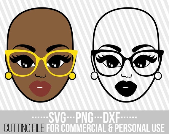 Mujer calva con gafas (Svg), Chica negra (Svg), Chica afro (Svg),  Pendientes (Svg), Archivo para Cricut, Vector, Silueta, Descarga  instantánea,
