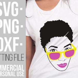 Sexy Black Woman with glasses svg, Africa, Afro woman svg, short Afro hair, File for Cricut, Vector, Silhouette , Instant download, Cuttable