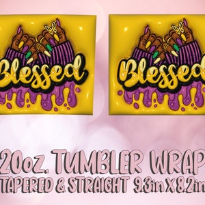 3D Blessed Inflated Puffy Tumbler Wrap PNG, Afro Woman Hands PNG ...