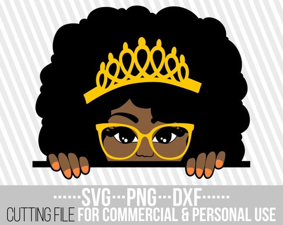 Download Peeking Afro Girl With Crown Svg Black Queen Svg Melanin Etsy