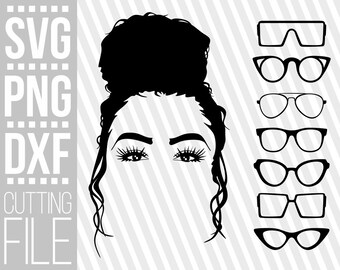 Amazing Messy Bun And Glasses svg, Hairstyle svg, Melanin, High Bun svg, Black Girl Magic, File for Cricut, Silhouette ,Instant download