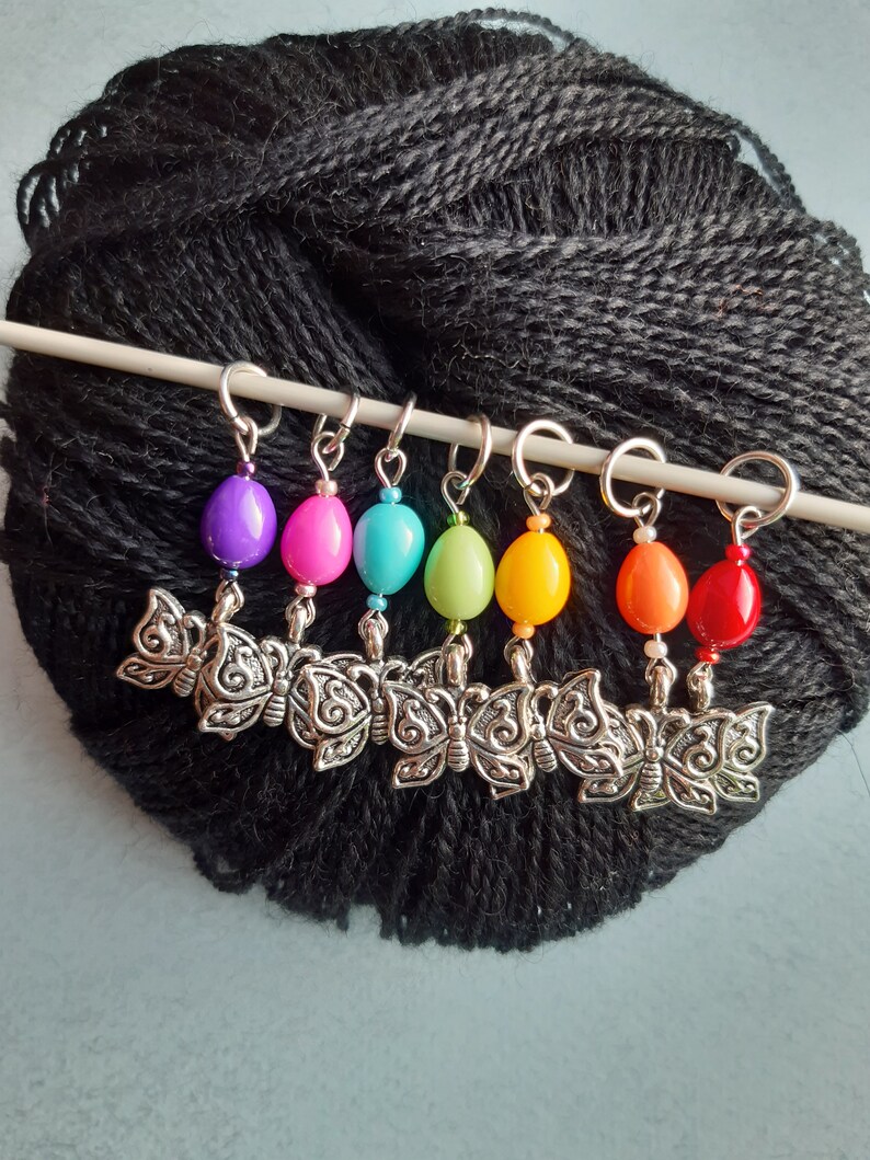 Stitch Markers Crochet Set 7 Rainbow butterflies Unicorn Etsy