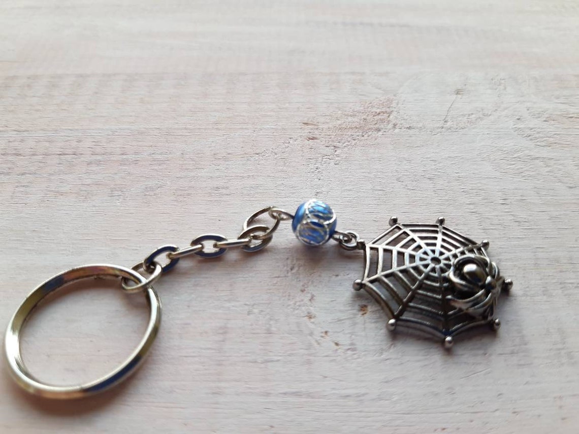 Keychain Spider on the Web Keychain For woman Keyhain Etsy