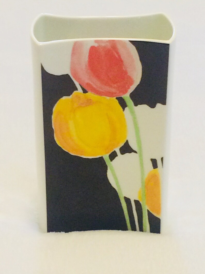 Mikasa Bone China*Two-Sided Concave Floral Design*Michael Lax 6 Art Deco Vase*Made in Japan