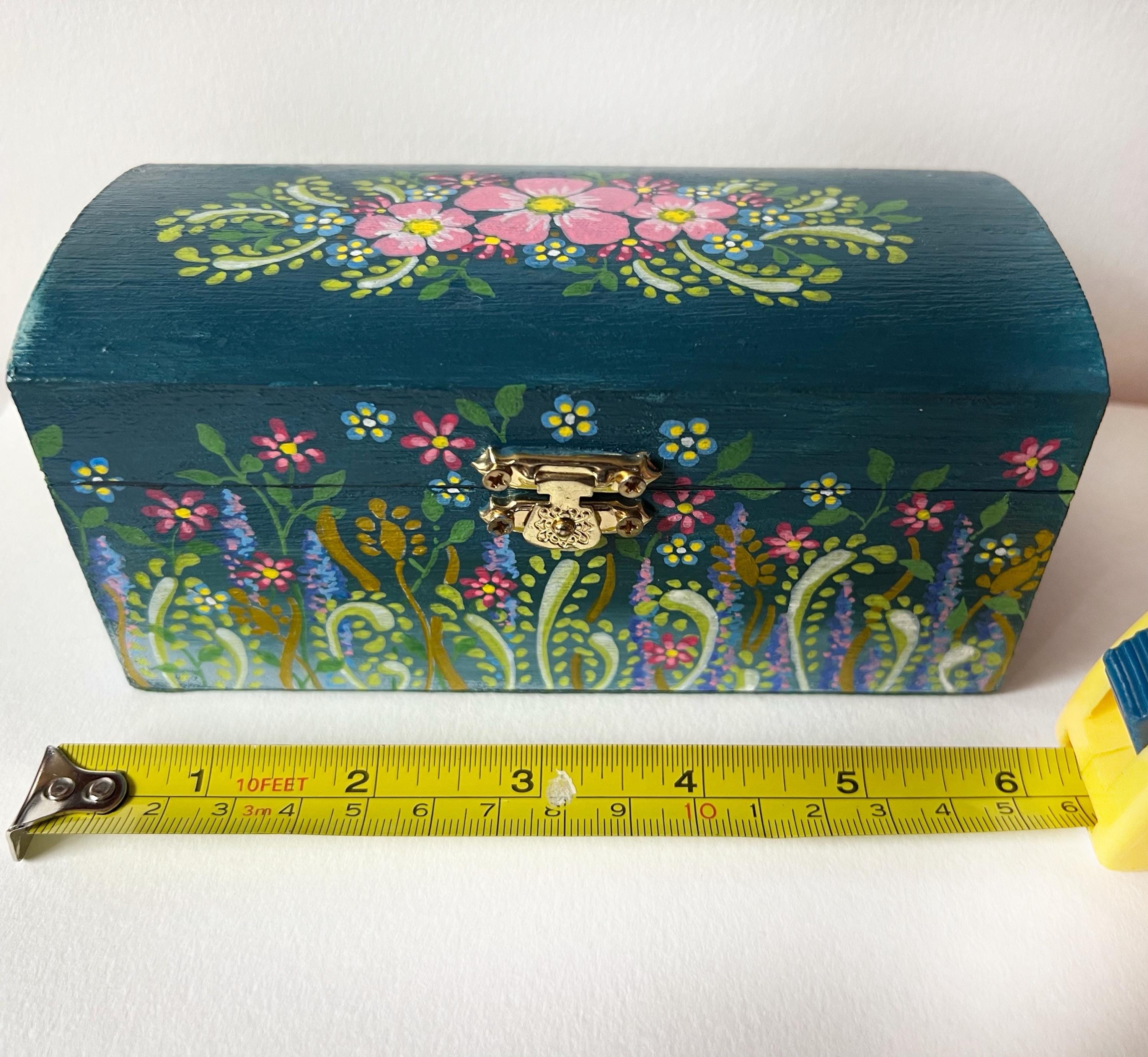 Hand Painted Floral Wooden Jewellery Box - Handmade in Scotland - Etsy