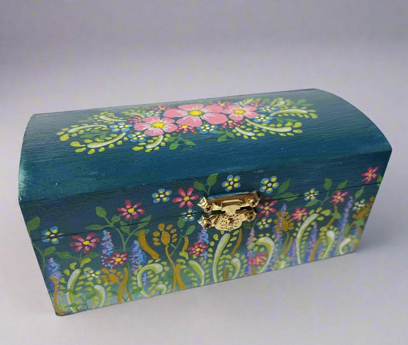 Hand Painted Floral Wooden Jewellery Box - Handmade in Scotland - Etsy