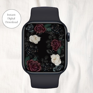 Floral Apple Watch Wallpaper | Aesthetic Smart Watch Face, Moody Dark Flower Wallpaper, Trendy Apple Watch Home Screen, Digital Lock Screen