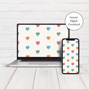 Cute Valentine’s Day Sweetheart Wallpaper, Candy Heart Lock Screen, Candy Heart Computer Wallpaper, Trendy Love Background, Love Wallpaper