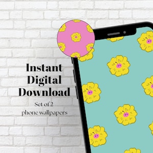 INSTANT Download Digital Aesthetic Phone Wallpaper Pink Pastel Retro Background Groovy Retro Wallpaper Flower Phone Lock Screen Teen