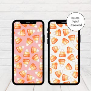 Watercolor Candy Corn Phone Wallpaper: Halloween Lock Screen (Digital Download)