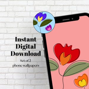 INSTANT Digital Download | Digital Phone Wallpaper, Modern iPhone Wallpaper, Minimal Background Floral Wallpaper, Pastel Lock Screen