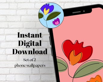 Floral iPhone Wallpaper: Modern Pastel Lock Screen (Digital Download)