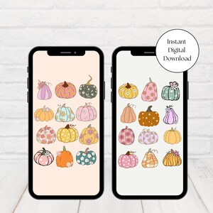 Telefoonachtergrond Shabby Chic Pumpkin: herfstvergrendelscherm (digitale download)