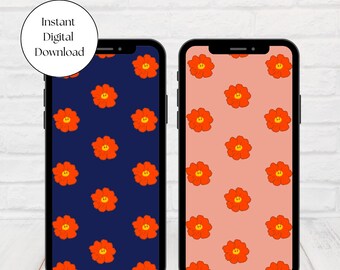 Retro Floral Phone Wallpaper Set | 70s Aesthetic (Digital Download)