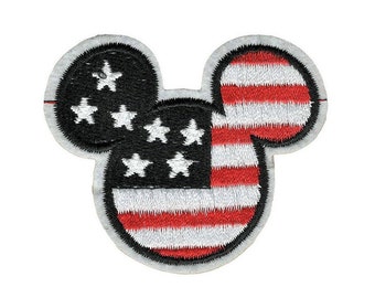 1 American Flag Minnie Mouse Iron On Sew On Embroidered Patch 2.5 L x 2.5 W 4th of July SAME Day SHIPPING Before 12pm EST Free Shipping